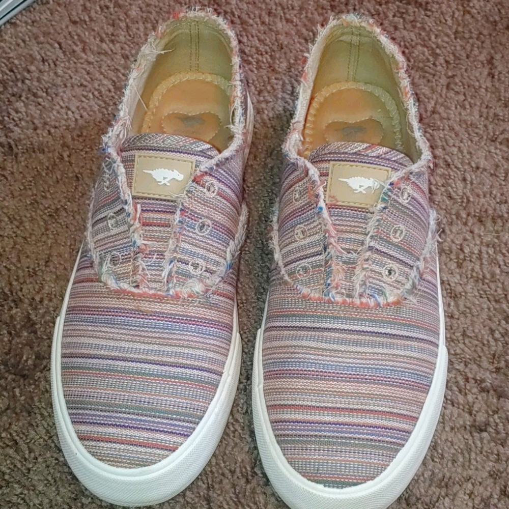 Striped bohemian-esque slip on shoes